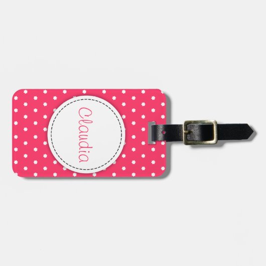 Roze bloemstukken met de naam bagagelabel (Voorkant horizontaal)