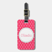 Roze bloemstukken met de naam bagagelabel (Voorkant verticaal)