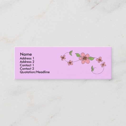 Roze Bloemswirl Mini Visitekaartje (Voorkant)