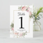 Roze Bloemtafel Nummers Kaart (Staand voorkant)