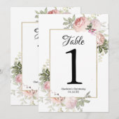 Roze Bloemtafel Nummers Kaart (Voorkant / Achterkant)