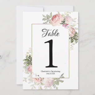 Roze Bloemtafel Nummers Kaart