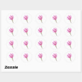 Roze Bloemtekening, Bloementekening Sticker (Vel)