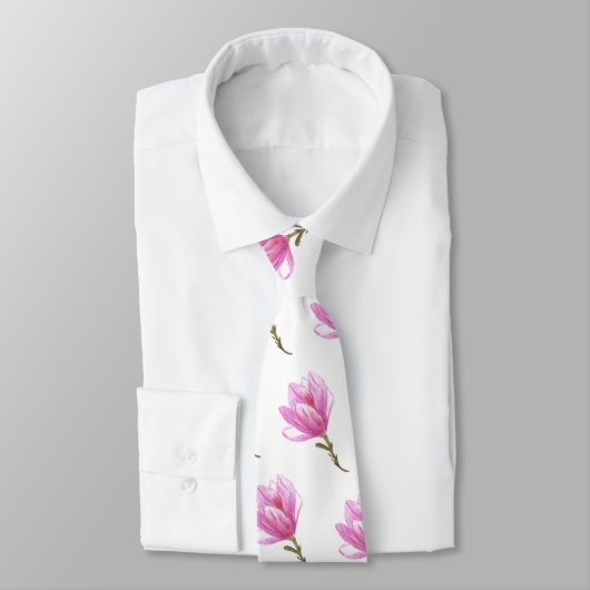 Roze Bloemtekening Stropdas (Gebonden)