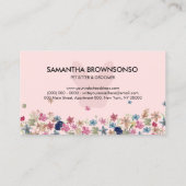 Roze bloemtextuur Franse BullDog Pet Sitting Visitekaartje (Achterkant)