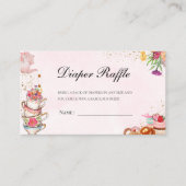 Roze Bloemthee Baby is baby showers luier brouwen Informatiekaartje (Voorkant)