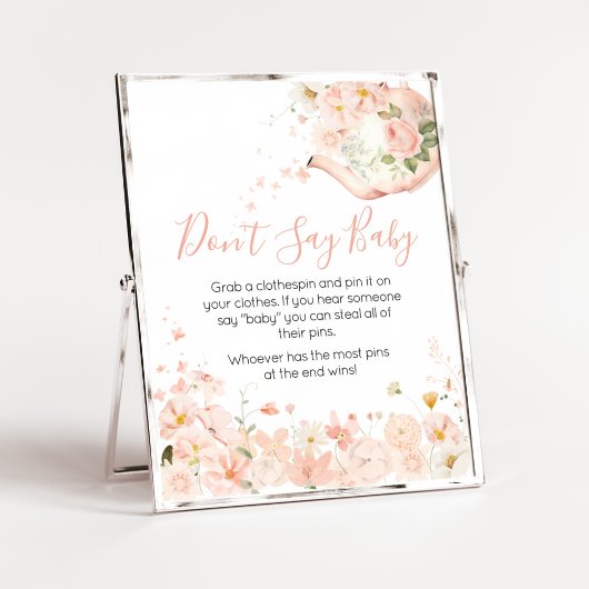 Roze Bloemthee voor Twee Zeg geen Baby Poster