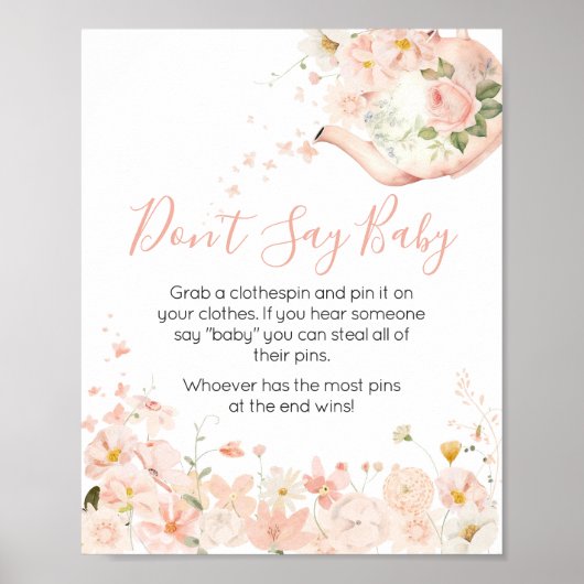 Roze Bloemthee voor Twee Zeg geen Baby Poster (Voorkant)