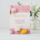 Roze bloemthema Bruiloft Feest Bedankkaart (Staand voorkant)