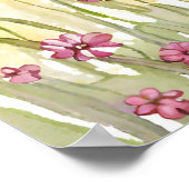 Roze Bloemveld zonsondergang Schilderen waterverf Poster (Hoek)