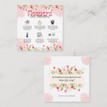Roze bloemverzorgingsinstructiekaart