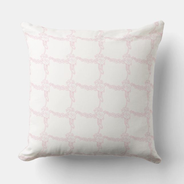 Roze Bloemvierkant Home Collectie Kussen (Voorkant)