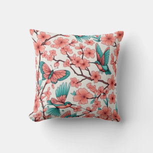 Roze Bloemvlinder Kolibries Kussen