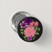 Roze Bloemvlinder Watercolorontwerp Ronde Button 3,2 Cm (Voorkant /achterkant)
