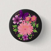 Roze Bloemvlinder Watercolorontwerp Ronde Button 3,2 Cm (Voorkant)