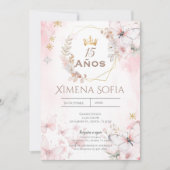 Roze bloemvlinders Quinceañera uitnodiging (Voorkant)