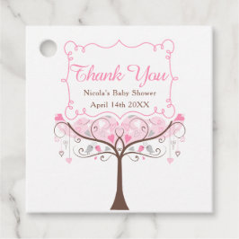 Roze Bloemvogel Baby shower Dank u Bedankjes Labels