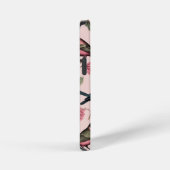  roze bloemvogels botanisch monogram iPhone hoesje (Rechterkant)