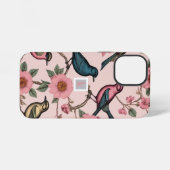  roze bloemvogels botanisch monogram iPhone hoesje (Achterkant horizontaal)