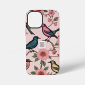  roze bloemvogels botanisch monogram iPhone hoesje (Achterkant)