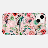 roze bloemvogels botanisch patroon Case-Mate iPhone case (Achterkant (horizontaal))