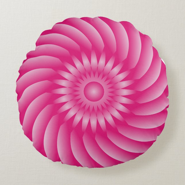 Roze Bloemvorm Rond Sierkussen (16") Kussen (Voorkant)