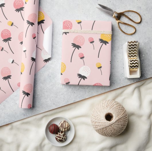 Roze Bloemwensen Cadeaupapier (Crafts)
