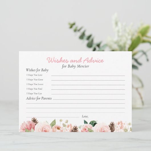 Roze Bloemwensen en Advies Baby shower (Staand voorkant)