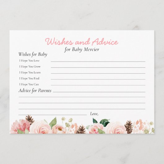 Roze Bloemwensen en Advies Baby shower (Voorkant)