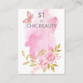 Roze Bloemzeep Steekproef Prijs Display Kaart Visitekaartje (Voorkant)