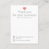 Roze Bloemzeep Steekproef Prijs Display Kaart Visitekaartje (Achterkant)