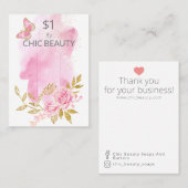 Roze Bloemzeep Steekproef Prijs Display Kaart Visitekaartje (Voorkant / Achterkant)