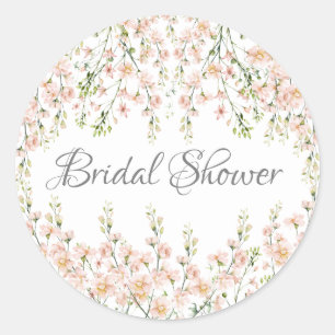 Roze bloesbloem Elegant Floral Bridal Ronde Sticker