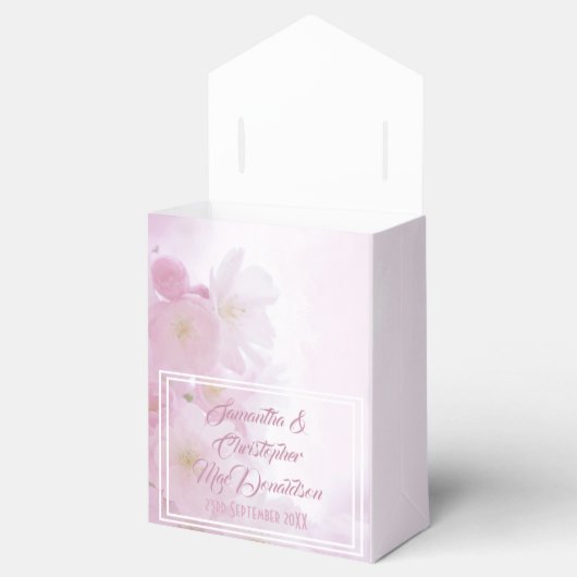 Roze bloesbloesems bruiloft bedankdoosjes (Geopend)