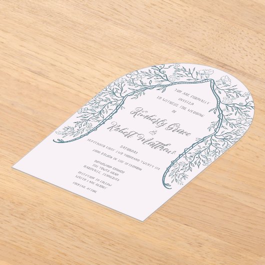 Roze Bloesem Acryl Frosted bruiloft uitnodiging (Laagn)