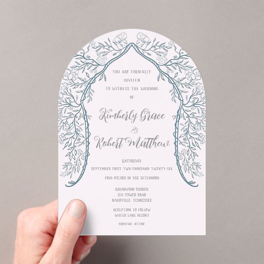 Roze Bloesem Acryl Frosted bruiloft uitnodiging (Insitu (Draagbaar))