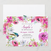 Roze bloesem artistieke verjaardag kaart (Voorkant / Achterkant)