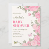 Roze bloesem baby shower kaart (Voorkant)