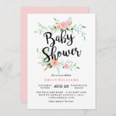 Roze Bloesem Baby shower uitnodiging (Voorkant / Achterkant)