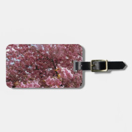 Roze bloesem bagagelabel