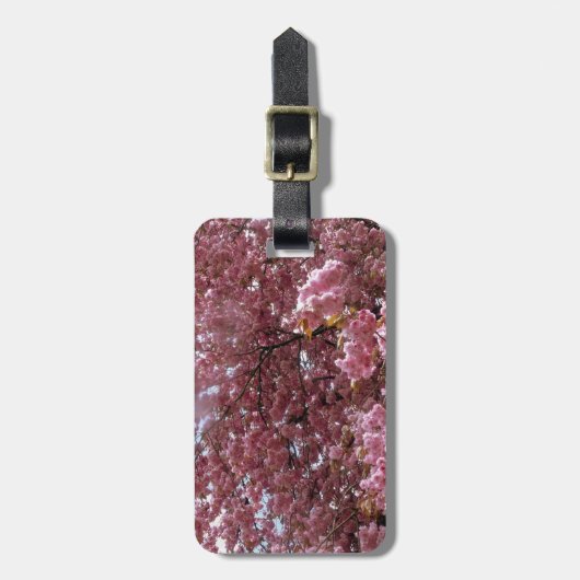 Roze bloesem bagagelabel (Voorkant verticaal)