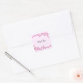 Roze Bloesem Bedankt Vierkante Sticker (Envelop)