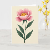 Roze Bloesem Bloem Kunst Kaart (Gele Bloem)
