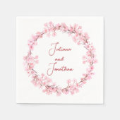 Roze Bloesem Bloem Waterverf vrouwelijke Trouw  Servet (Voorkant)