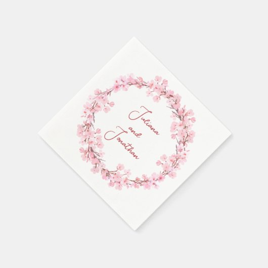 Roze Bloesem Bloem Waterverf vrouwelijke Trouw Servet (Hoek)