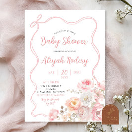 Roze Bloesem Bloemen Baby shower Kaart