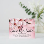 Roze Bloesem Bloemen Huwelijk Save the Date Briefkaart (Staand voorkant)