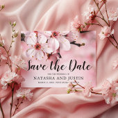 Roze Bloesem Bloemen Huwelijk Save the Date Briefkaart