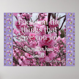 Roze bloesem bloemen Joy Quote Poster
