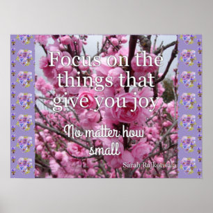 Roze bloesem bloemen Joy Quote Poster